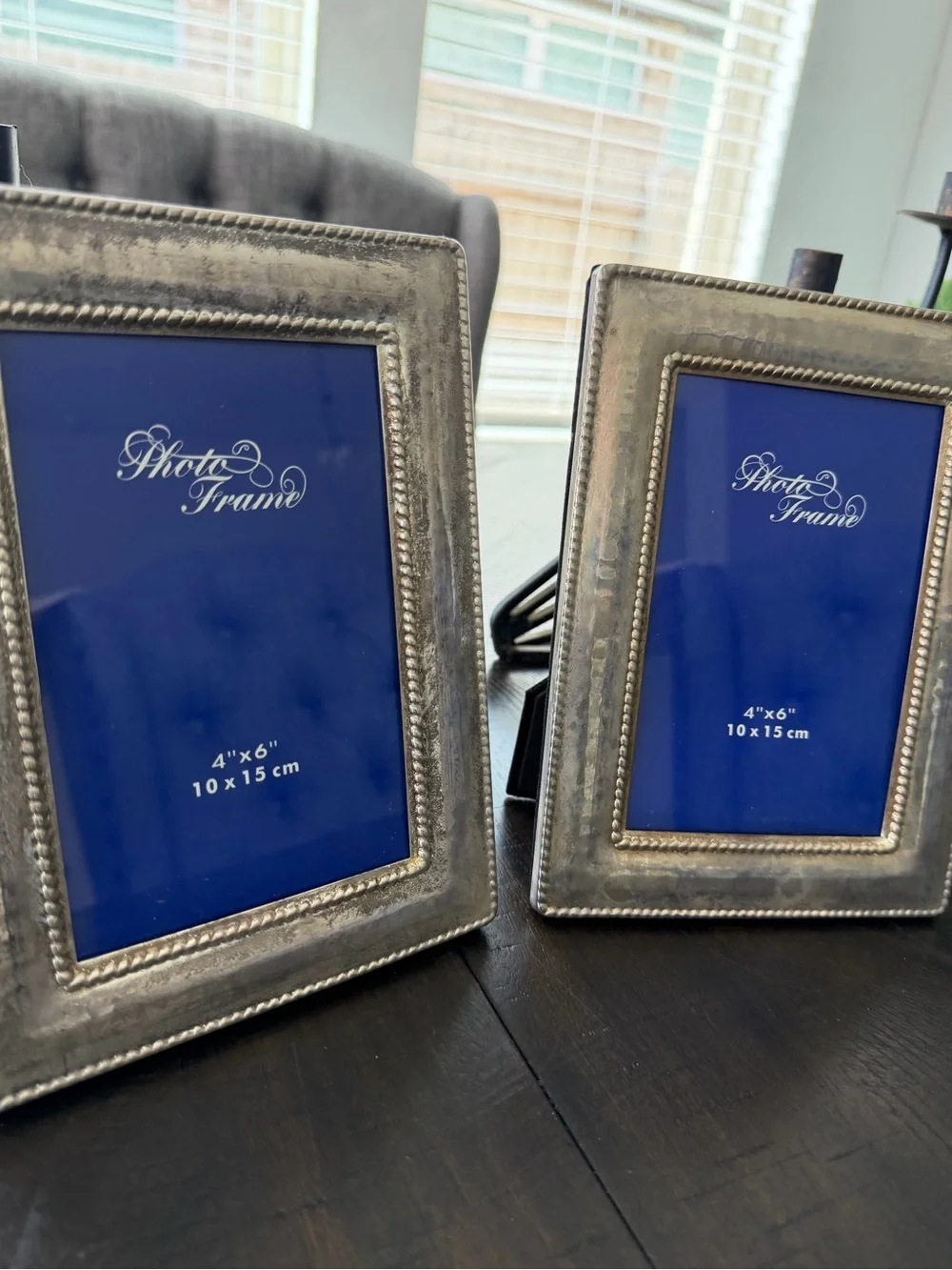 Classic Silver Beaded 4x6 Photo Frame - Pair